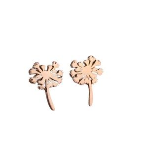 Rose Gold Stainless Steel Dandelion Stud Earrings